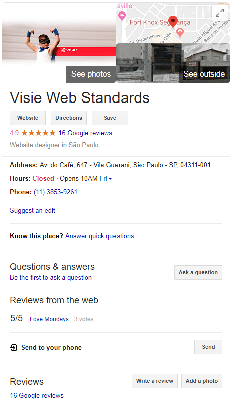 google meu negócio da Visie